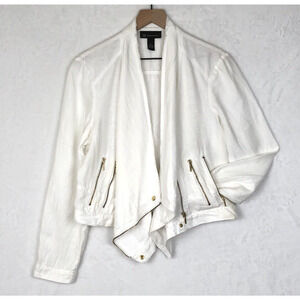 INC INTERNATIONAL Concepts 100% Linen Multi Zip Jacket Sz‎ XL White Waterfall